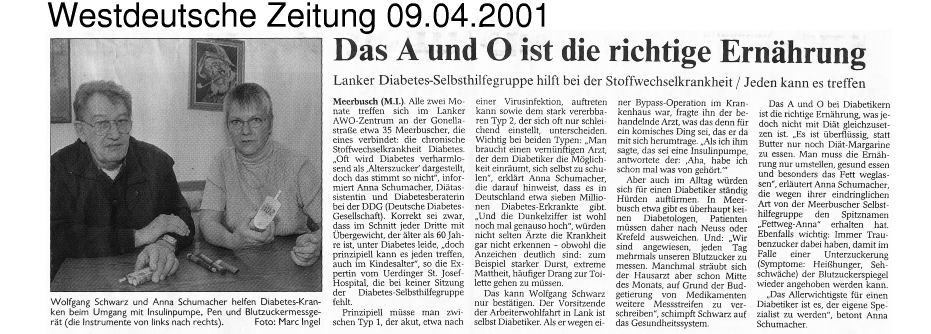 Westdeutsche Zeitung 09.04.2001